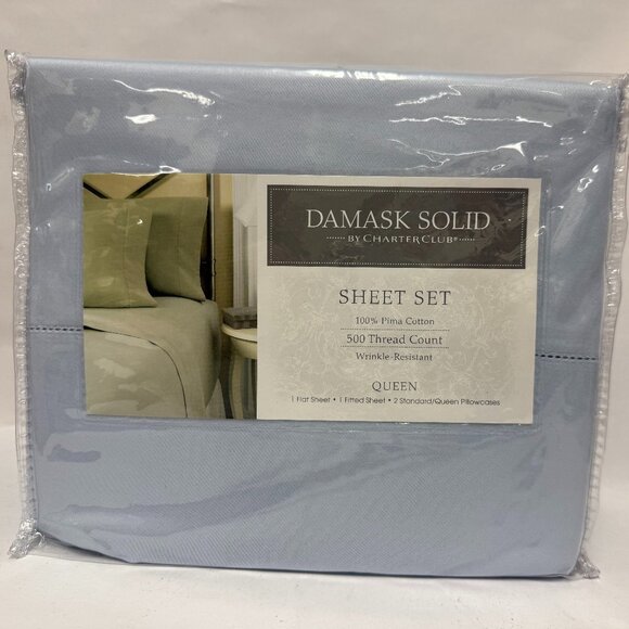 *NIB* Charter Club Queen 500 Thread Count Pima Cotton Solid Sheet Set - Picture 1 of 4